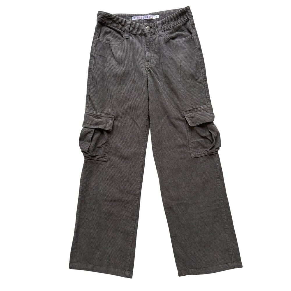 Women's Tinseltown Gray Corduroy Cargo‎ Straight Leg Pants - Size 5